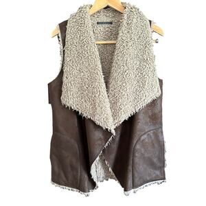 VELVET by GRAHAM & SPENCER | Faux Shearling Sherpa Drape Front Vest | Size Small